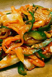 韓国風・鰹のハラモと野菜のピリ辛和え