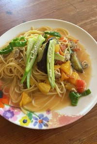 夏野菜とあさりのスパゲッティ