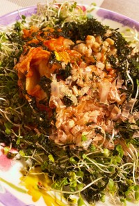 キムチ豆腐納豆の海苔鰹サラダ
