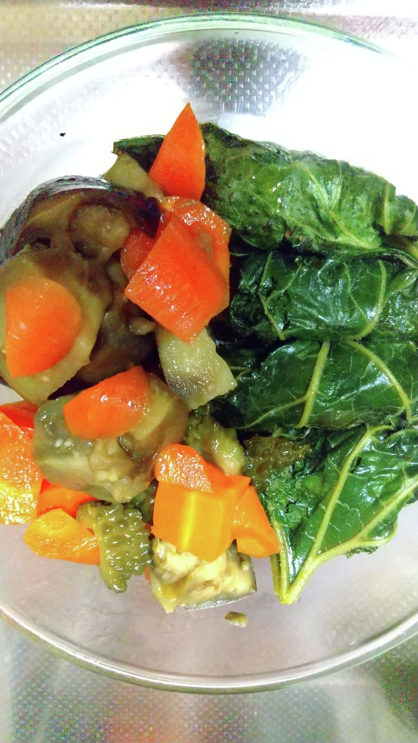 ハンバーグのリメイクと夏野菜の旨煮の画像