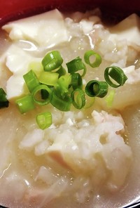 ベーコンと大根の中華粥風スープ