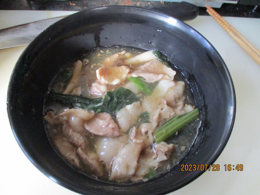 小松菜とお肉の　くず(かたくり)煮の画像