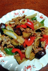 カラフル夏野菜と豚肉の炒め物