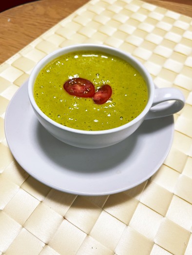 冷製カボチャ豆乳スープ　カプチーノ風の写真
