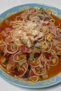 夏野菜のトマトスープパスタ
