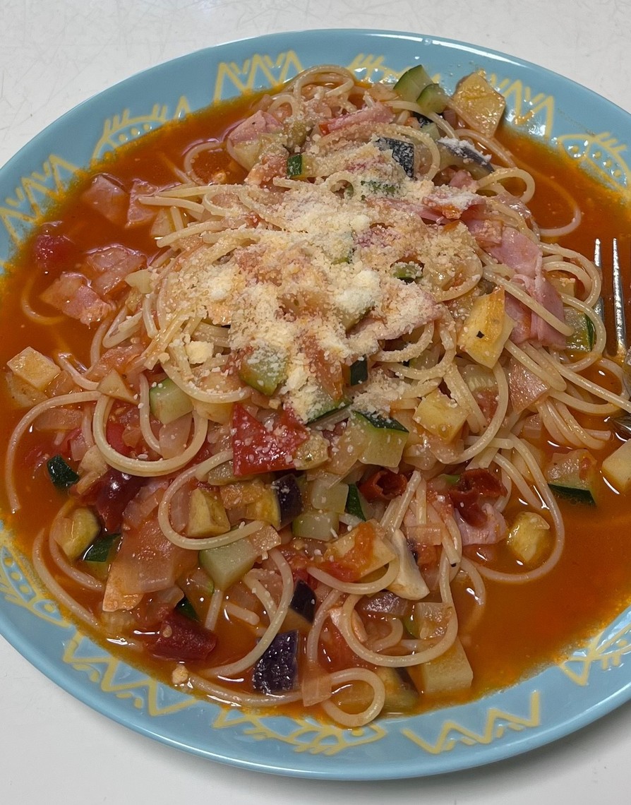 夏野菜のトマトスープパスタの画像