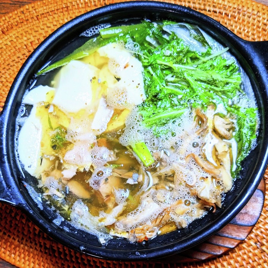 水菜と豆富の鯖缶鍋の画像