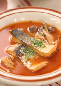 和風仕立て♪さばのトマト味噌スープ