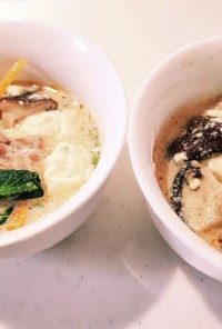 豚と小松菜の豆乳 酸辣湯風スープ