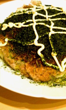 鶏ハムで塩お好み焼き!