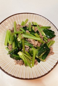 小松菜と牛肉のソース炒め
