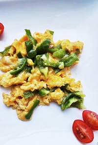 【家庭菜園】朝食に！ピーマンのふわふわ卵