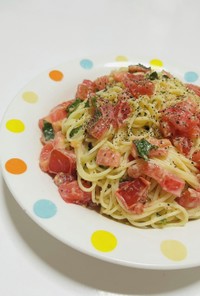 トマトと大葉の冷製スパゲティ