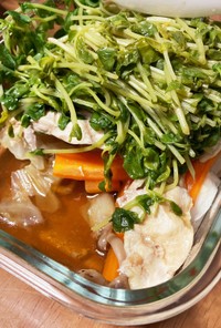 レンジ調理！鶏肉と豆苗の蒸し野菜