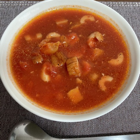 薩摩揚げと竹輪のトマト煮スープ