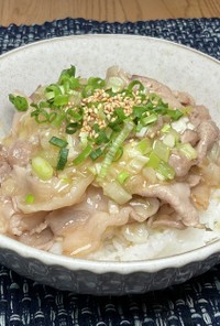 豚肉塩ダレ（白ネギ＋青小ネギ）丼