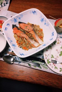秋鮭の洋風スープ煮