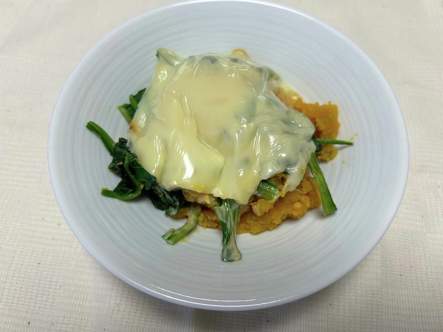 かぼちゃとほうれん草の味噌マヨ焼きの画像