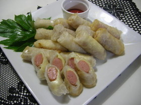 生春巻き皮で揚げ春巻き♪