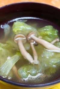 レタスとキノコのスープ