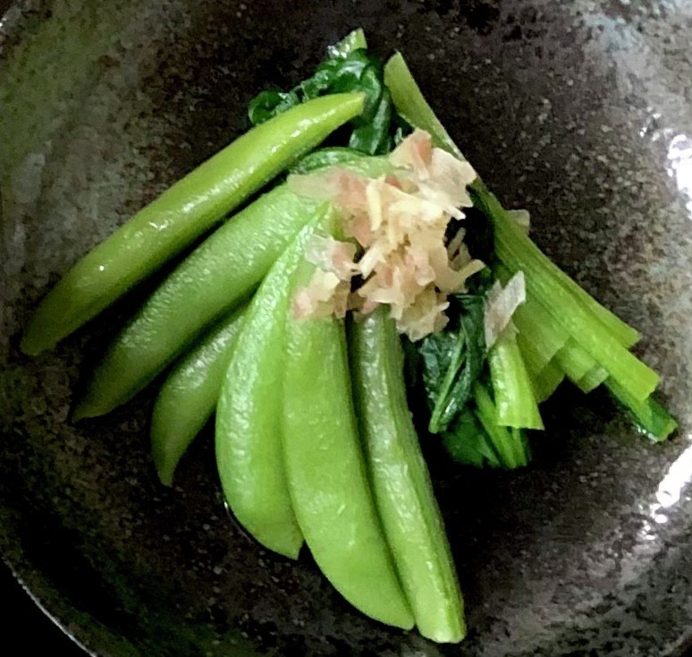 小松菜とスナップエンドウのお浸しの画像
