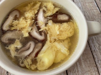 茹で鶏の茹で汁でヘルシーきのこスープの写真