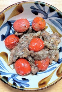 豚バラ肉とミニトマトのマヨネーズ炒め