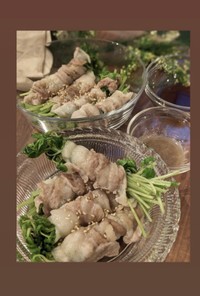 レンジで豆苗の豚肉巻き☆簡単旨タレレシピ