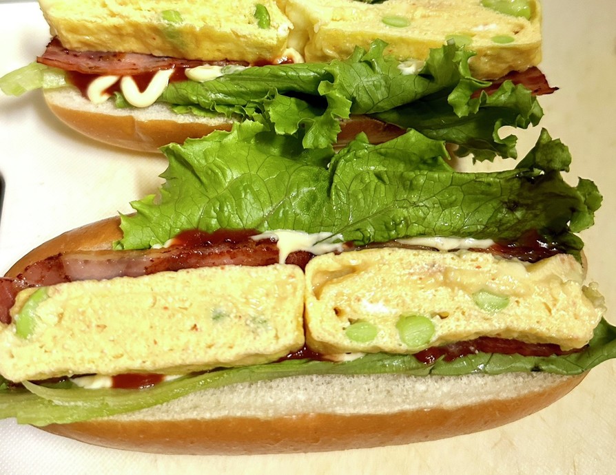 たまご(明太、枝豆、チーズ)サンドの画像