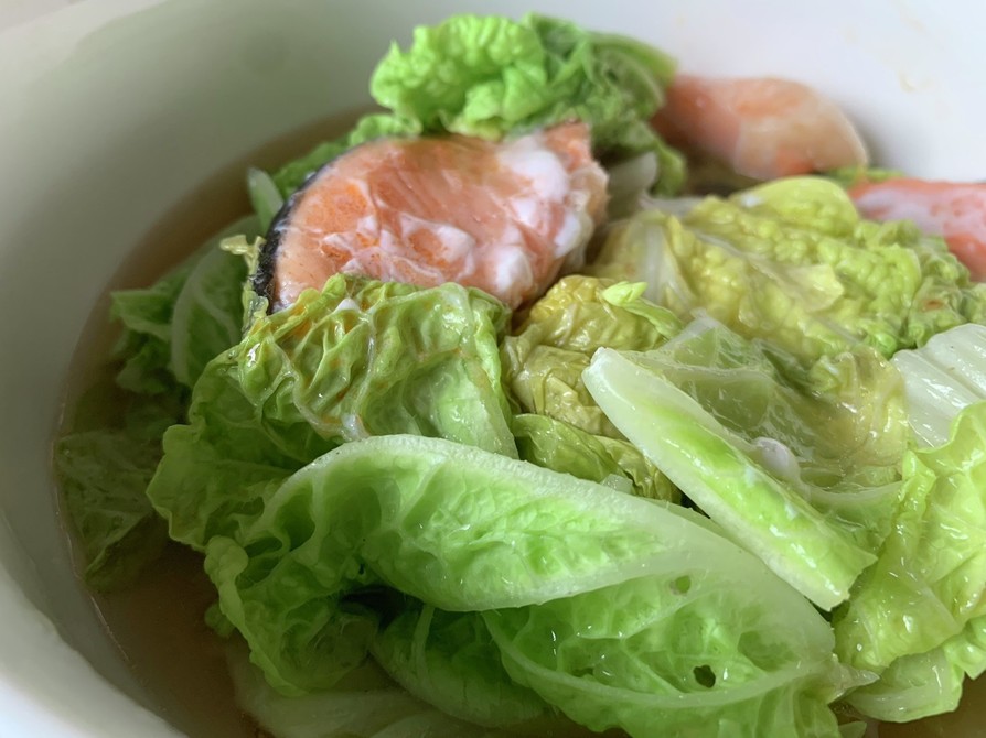 白菜と鮭のポン酢レンジ蒸しの画像
