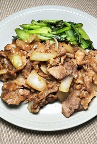豚コマ生姜焼き＋青梗菜炒め