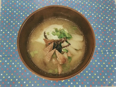 長芋とレバーのスープの写真
