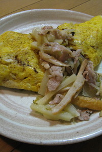 豚肉と高菜の和風ポテトオムレツ