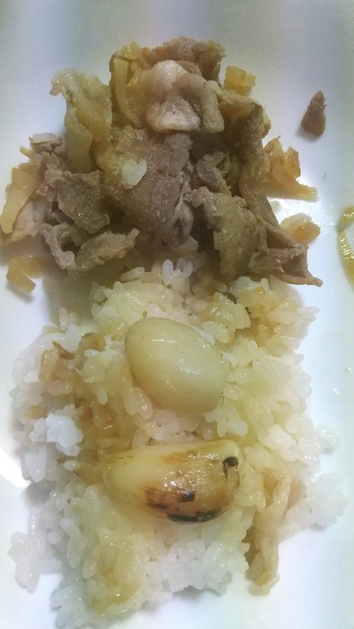 生姜焼きのタレで醤油飯の写真