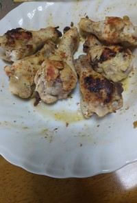 鶏手羽元のチリハーブグリル＋茸の焼き饂飩