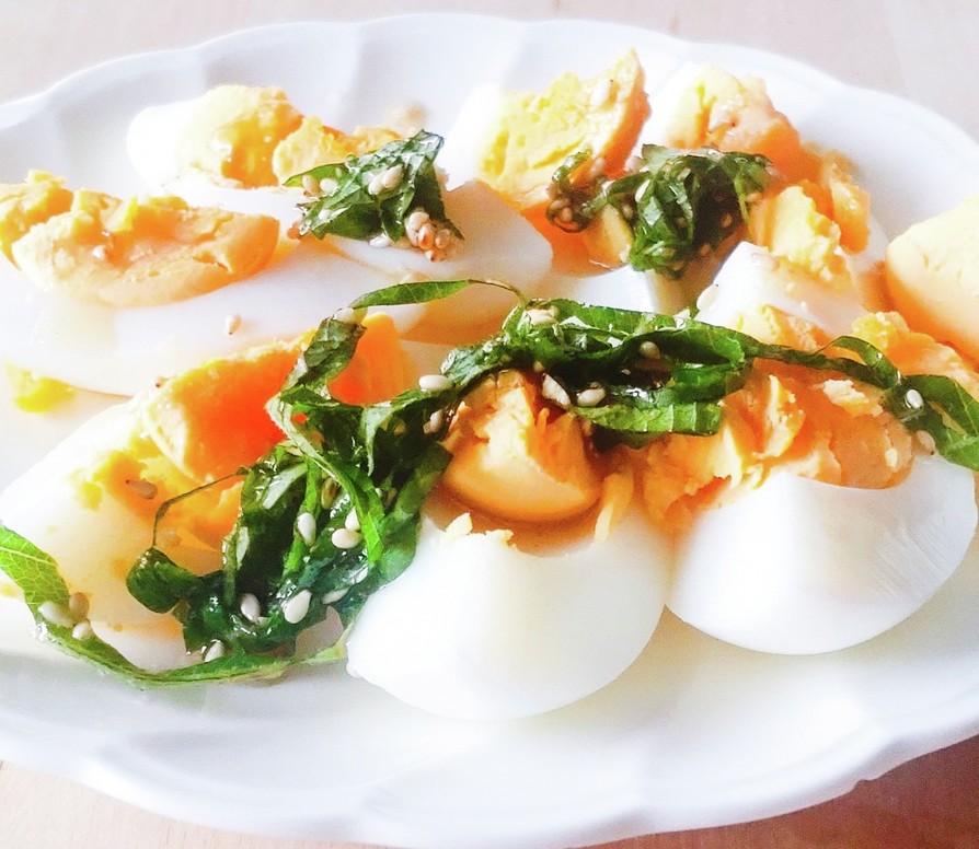 ゆで卵&大葉ナムル和え★お弁当の画像