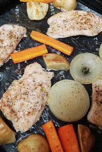 鶏むね肉と野菜のオーブン焼き