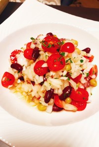 地中海風タコとトマトとひよこ豆サラダ