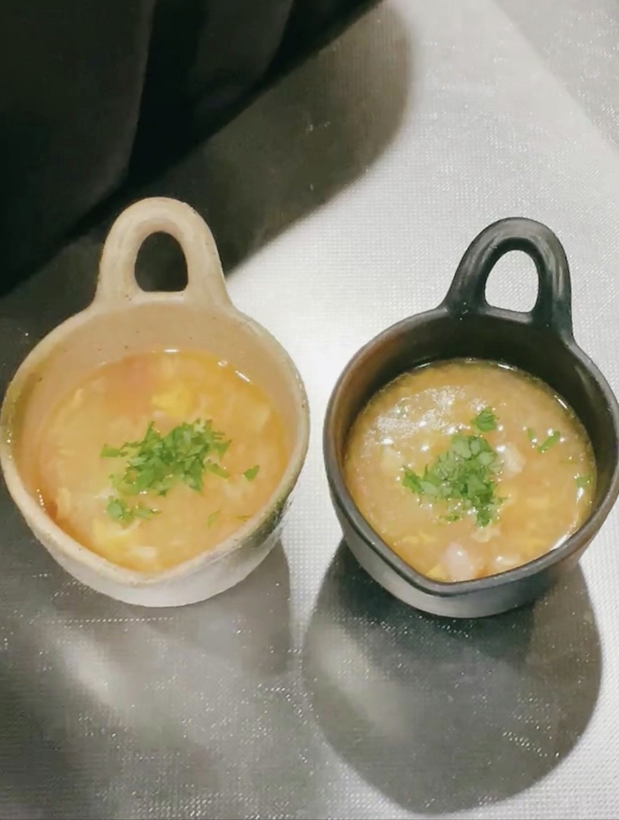 じゃがベーコンの卵スープの画像