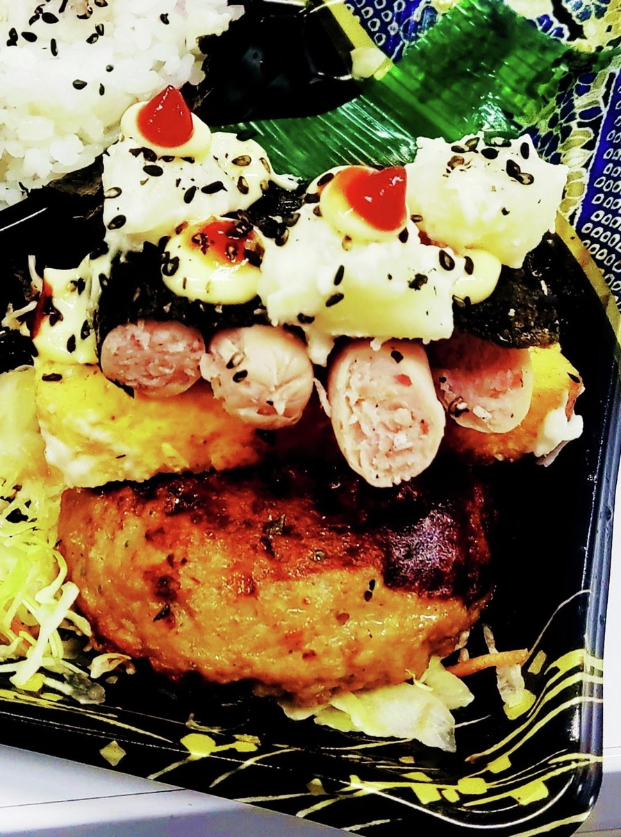 “ポテサラ卵魚二ソ海苔サンドハンバーグ”の画像