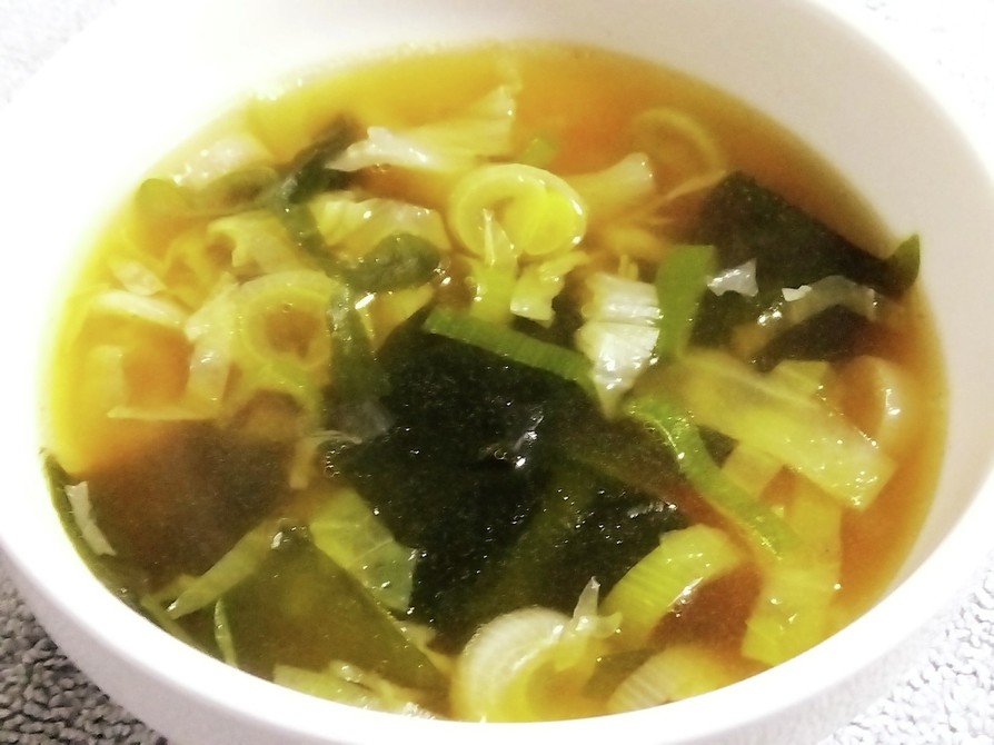 わかめと長ねぎの醤油中華スープの画像