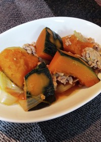 レンジで簡単ひき肉と南瓜の煮物