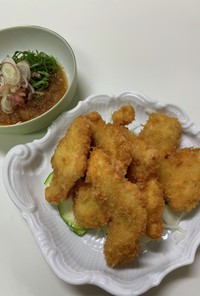 鶏胸肉のチキンカツ+ポン酢ダレ