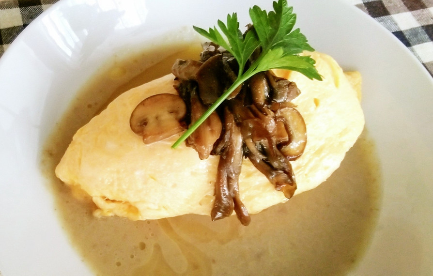 ポルチーニ茸のスープオムライスの画像