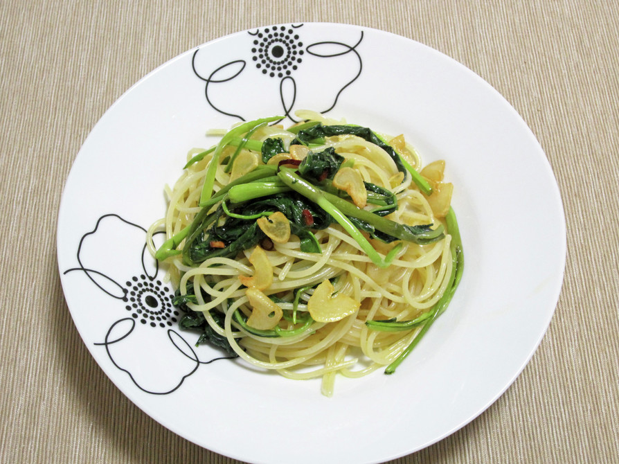 空心菜のペペロンチーノの画像