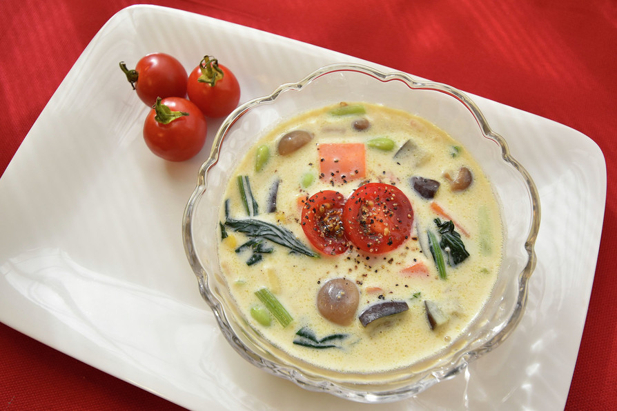 【福島学院短大】冷製豆乳味噌スープの画像