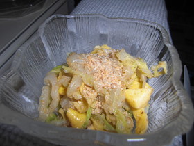 白菜のおひたし+薄焼きたまご