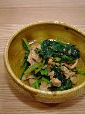 小松菜の豚味噌炒め