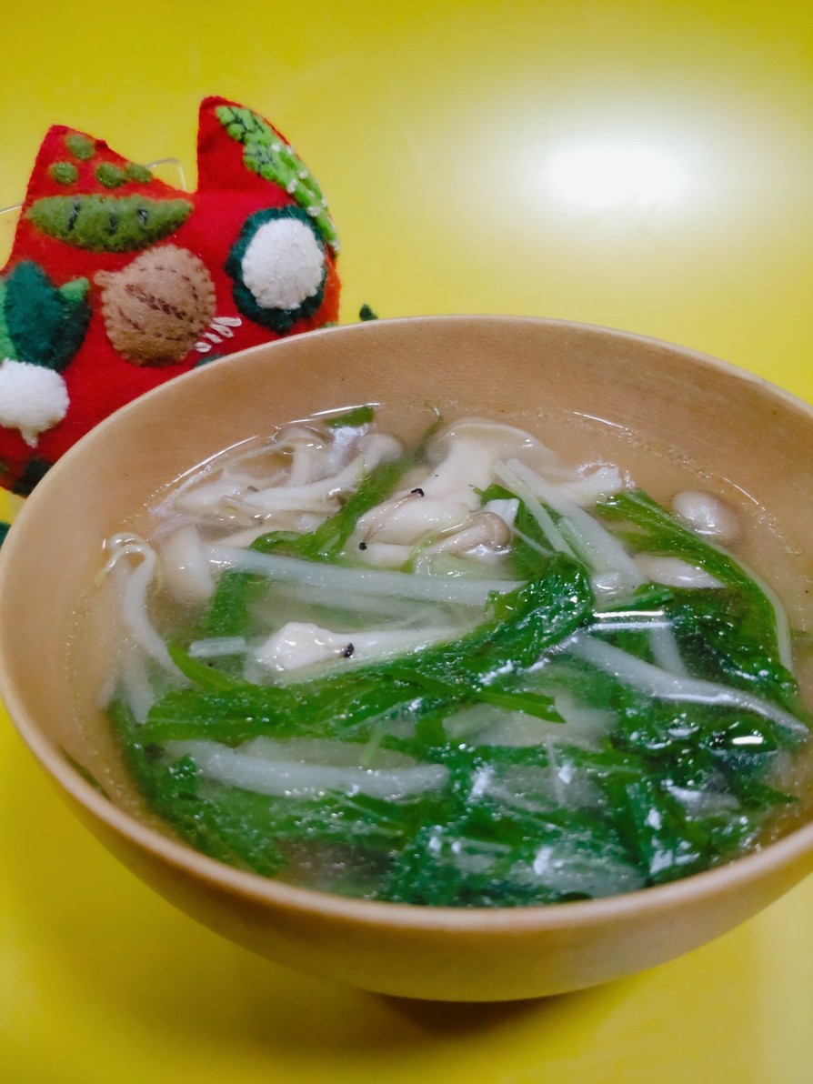 水菜としめじの中華スープ　の画像