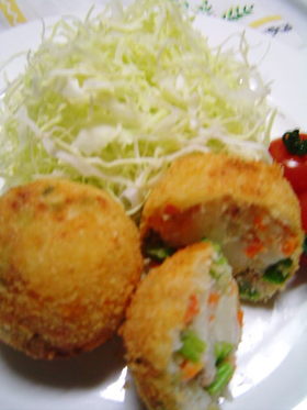 菜の花とツナチーズの春色コロッケ